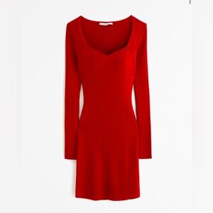 Abercrombie Long-Sleeve Sweetheart Mini Dress in Red